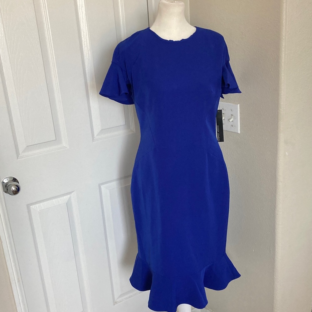 Maggy London Royal Blue Midi Dress Sz 6